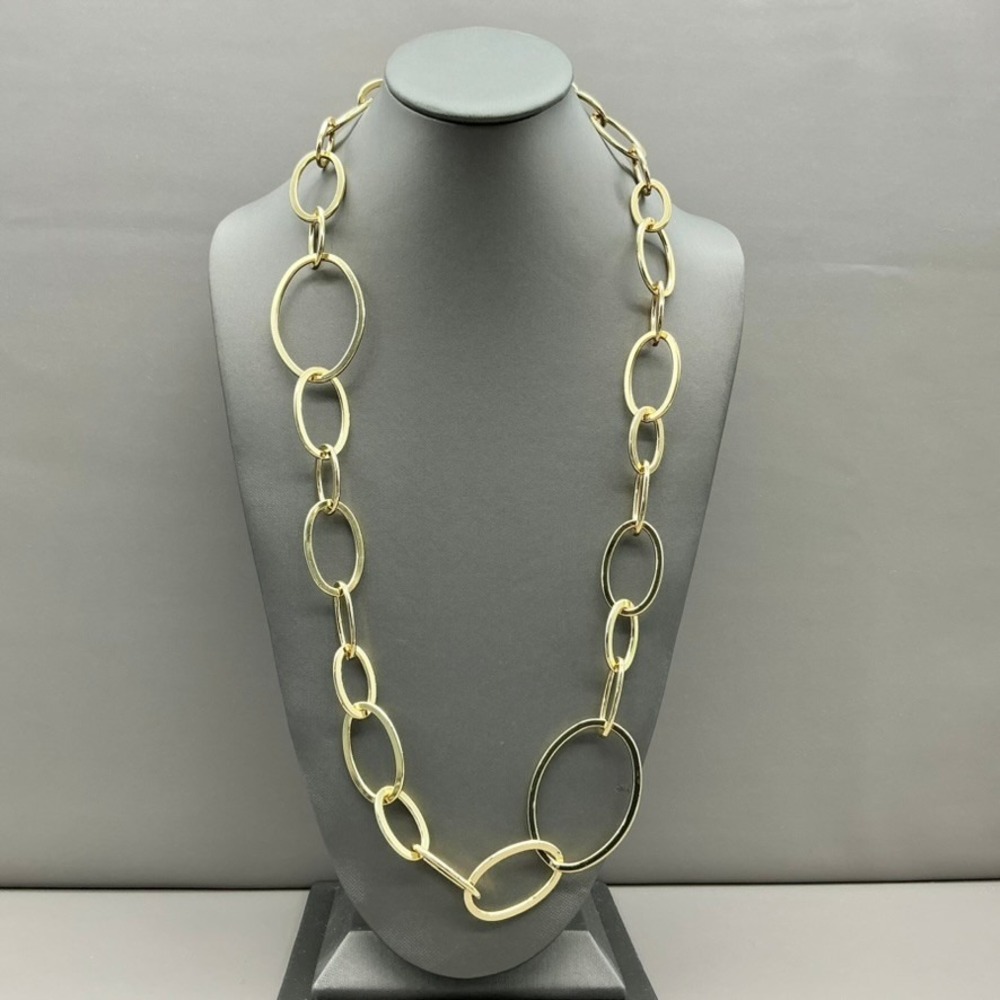 Talbots Necklace Women Gold Oval Link Chain Graduated Long Statement Jewelry